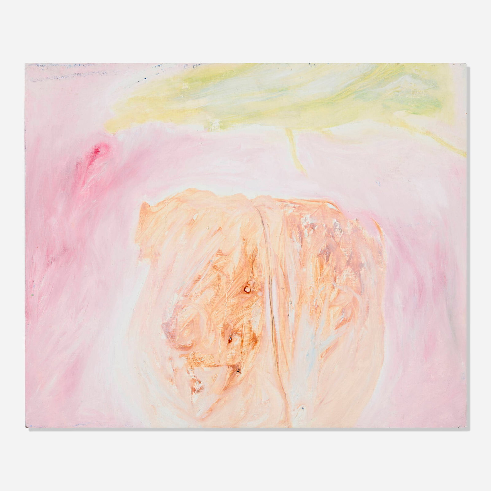 Daniel Hesidence, Untitled: Daniel Hesidence Untitled oil on panel 19.125 h x 23 w in (49 x 58 cm) Signed to verso 'Daniel Hesidence' with attached lock of artist's hair. This work will ship from Lambertville,