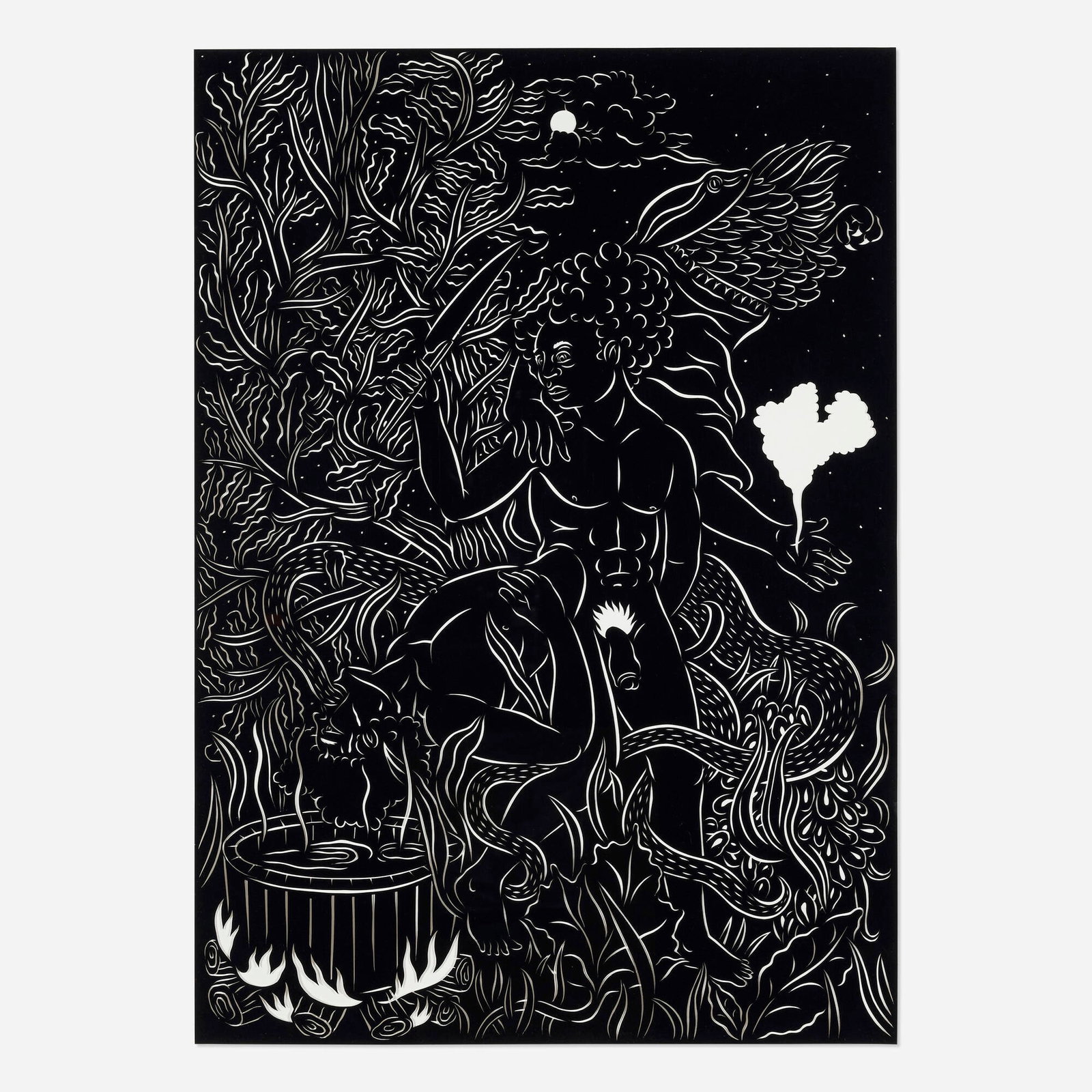 William Villalongo, Untitled: William Villalongo Untitled 2005 cut velour on paper 26.625 h x 18.75 w in (68 x 48 cm) Provenance: Artist's studio | Private Collection This work will ship from Lambertville, New Jersey.