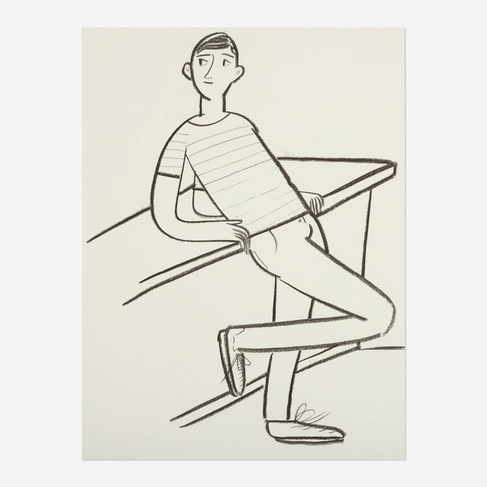 Grace Weaver, bar-back: Grace Weaver bar-back 2017 charcoal on paper 24 h x 18 w in (61 x 46 cm) Signed and dated to verso 'Grace Weaver 2017'. This work will ship from Lambertville, New Jersey.