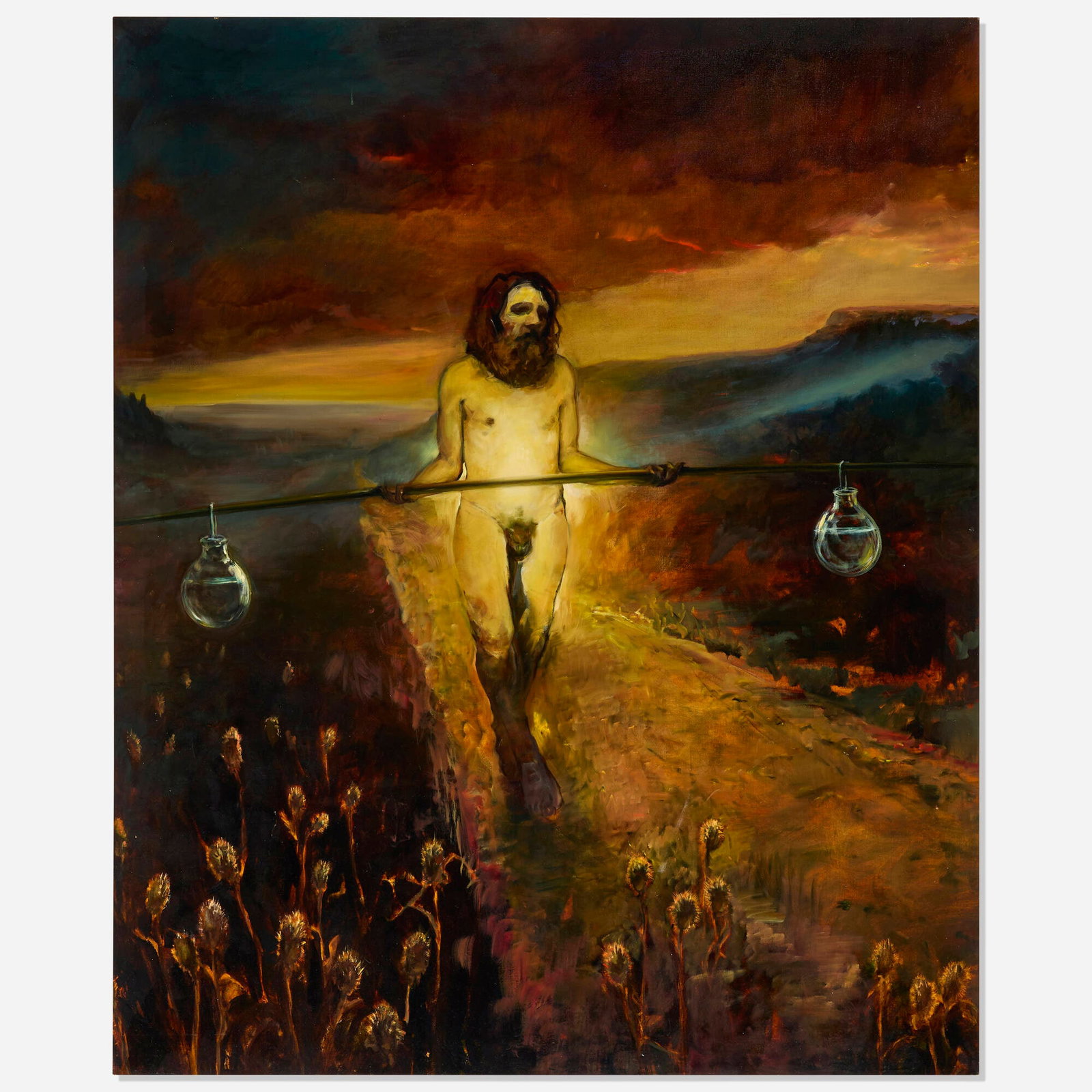 Paul Benney, The Water Seller: Paul Benney The Water Seller 2012 oil on canvas 68.25 h x 56.25 w in (173 x 143 cm) Signed, titled, and dated to verso 'Benney 2012 The Water Seller'. Sold with a certificate of