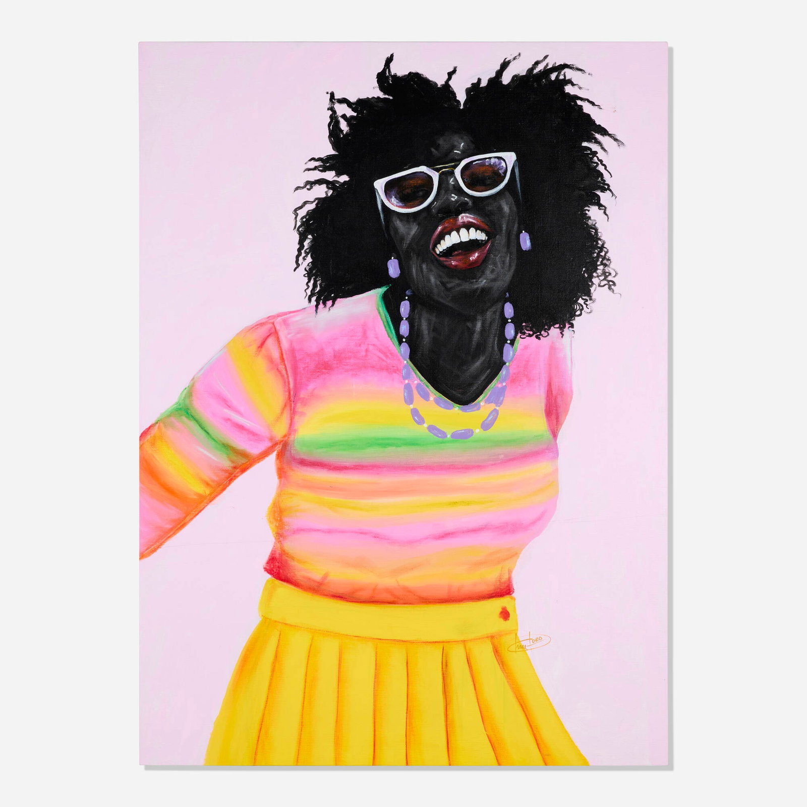 Lord Ohene Okyere-Bour, Joy: Lord Ohene Okyere-Bour Joy 2020 acrylic on canvas 52 h x 38 w in (132 x 97 cm) Signed to lower right 'Ohene Lord'. Signed and dated to verso 'Lord Ohene 2020'. Provenance: Gallery