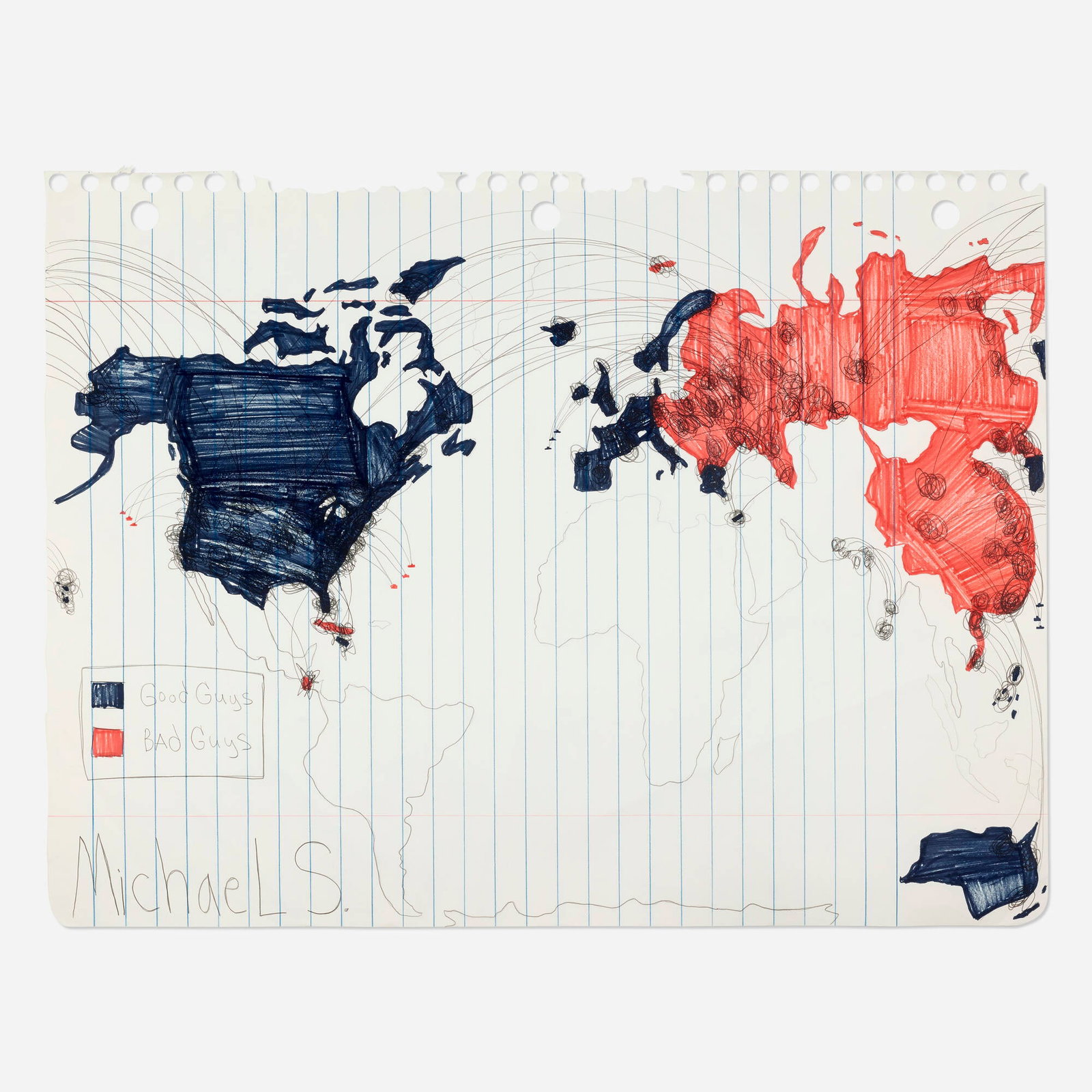 Michael Scoggins, World War III: Michael Scoggins World War III 2006 graphite, Prismacolor colored pencil and Prismacolor marker on Somerset 51 h x 67 w in (130 x 170 cm) Signed to lower left 'Michael S.'. Provenance: