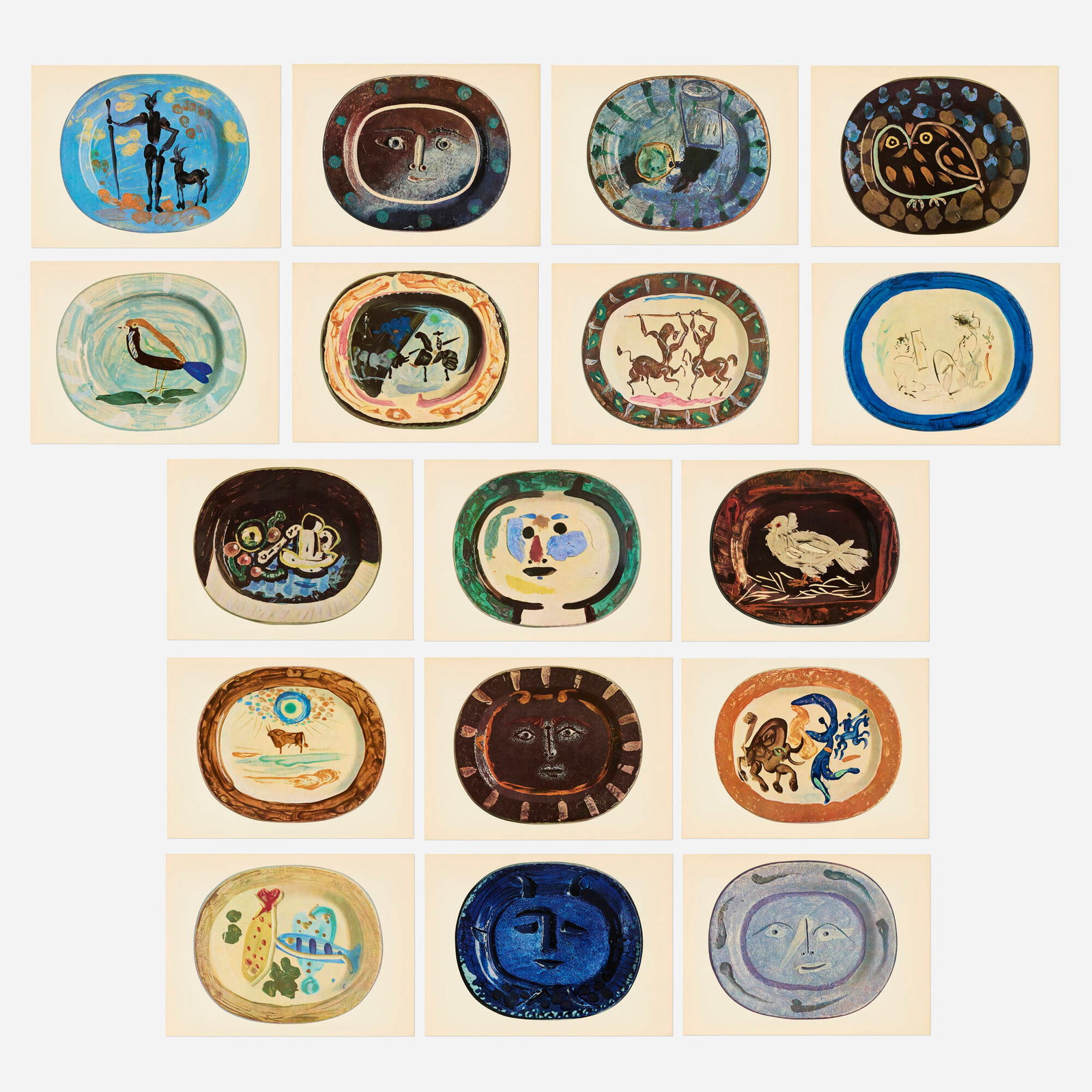 Ceramics by Picasso: Ceramics by Picasso 1950 printed paper, die-cut colorplates mounted to stiff paper image (each): 9.5 h x 11.5 w in (24 x 29 cm) sheet (each): 11 h x 15 w in (28 x 38 cm) This 1st edition folio of seve