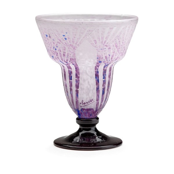 CHARLES SCHNEIDER / LE VERRE FRANCAIS: "Palmetto" vase, 20th c.; Signed Charder, marked Le Verre Francais; 7 1/2" x 6"