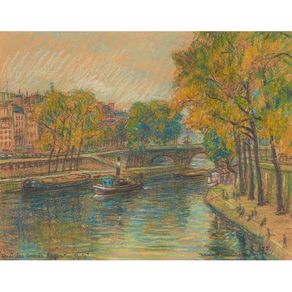 FRANK MILTON ARMINGTON (Canadian, 1876-1941): Pastel and pencil on paper; "Quai des Grands Augustins, Paris," 1935 (framed); Signed, titled and dated; 9 3/8" x 11 5/8" (sheet)