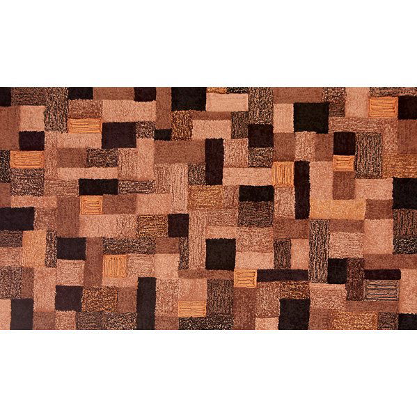 EDWARD FIELDS: Sculpted wool rug, USA, 1970s; Stenciled Edward Fields; 48" x 73"