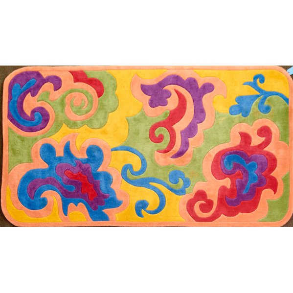 EDWARD FIELDS: Serendipity" sculpted wool rug, USA, 1970s; Manufacturer's label; 109" x 60"