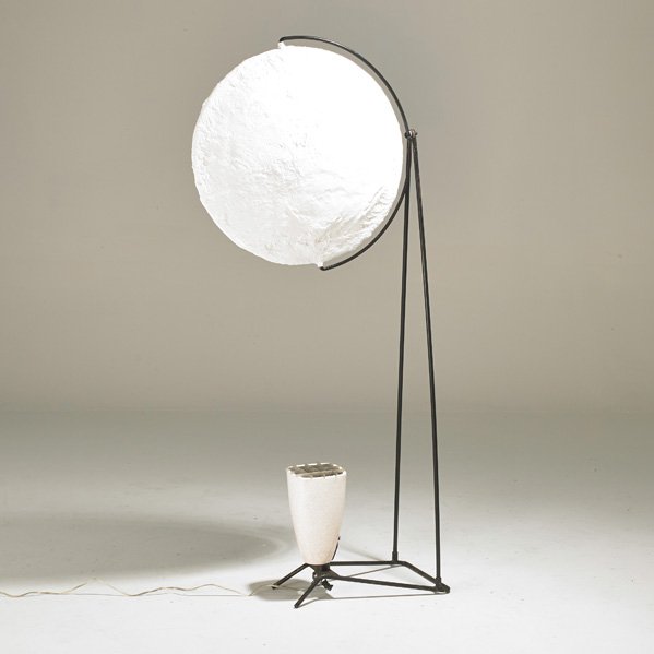 MITCHELL BOBRICK: Controlight floor lamp, USA, 1949; Fiberglass, enameled iron, ceramic, aluminum; 64" x 12" x 27"