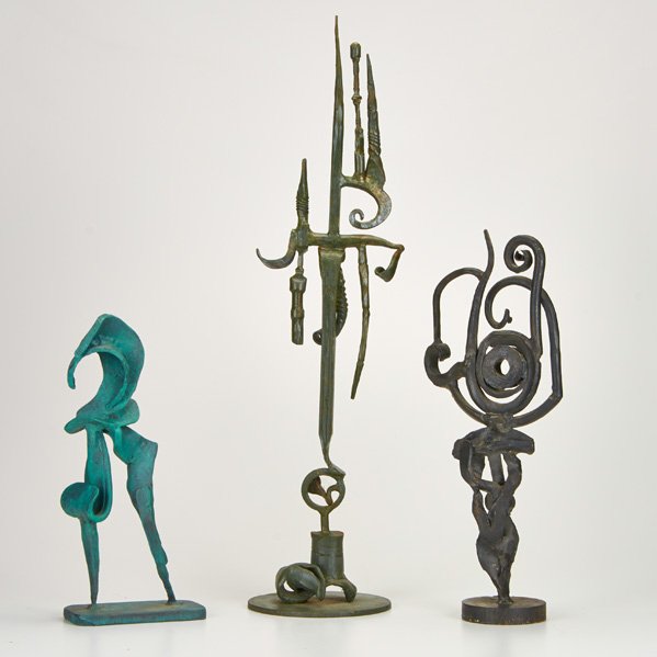 BERNARD BRENNER (American, 1927-2004): Three patinated steel sculptures; "Court Attendants"; Unmarked; Tallest: 27 1/2"; Provenance: artist's family