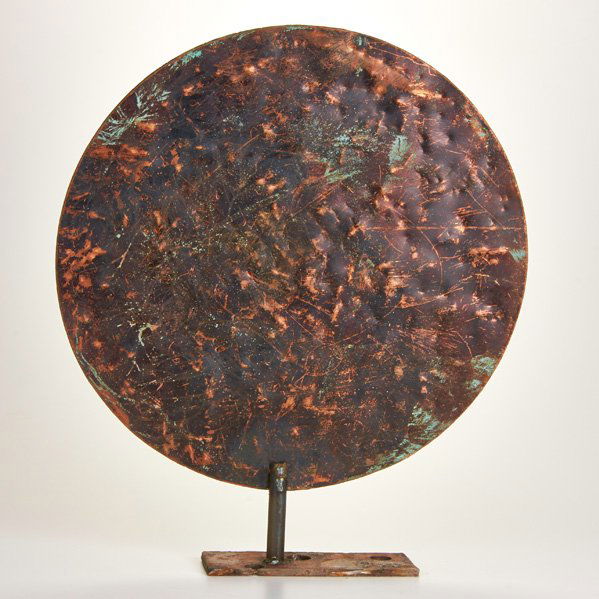 MATHIAS GOERITZ (German-Mexican, 1915-1990): Abstract sculpture; Patinated steel on steel base; Initialed "MG"; 23 1/2" x 20"
