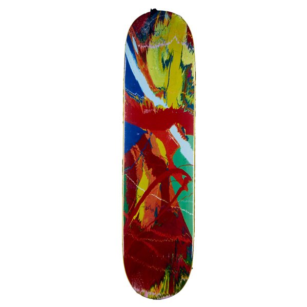 DAMIEN HIRST (British, b. 1965): Spin" transfer-printed Supreme skateboard deck (in original cellophane wrapper); Stamped signature; 31" x 7 7/8