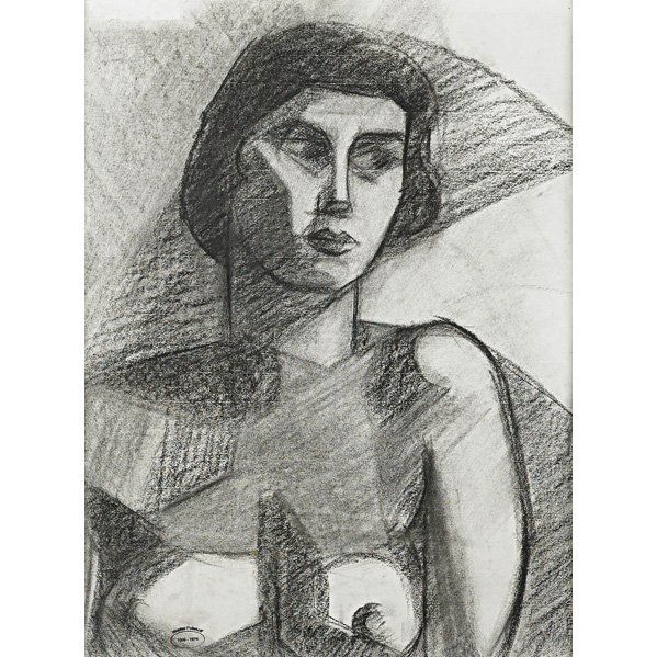 NICOLAS POLIAKOFF (Russian, 1899-1976): Charcoal drawing of a nude woman (framed); Stamped; 24 1/4" x 17 7/8" (sight)