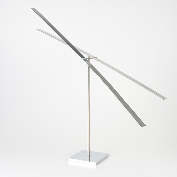 KINETIC SCULPTURE: 20th c.; Chromed metal; Incised "40/75 Y. IIDA"; 20 1/2" x 35 1/2" x 6"