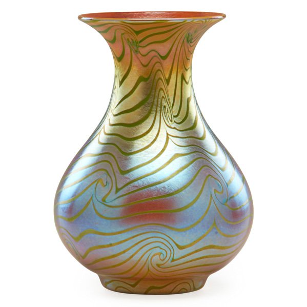 DURAND King Tut vase: DURAND King Tut art glass vase, Vineland, NJ, 1920s; Signed Durand 1700-8; 8" x 6"