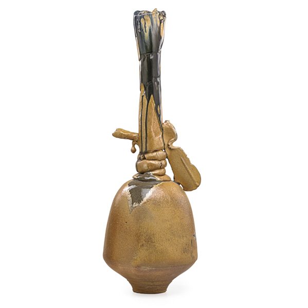 DON REITZ Massive "Tea Stack": DON REITZ (b. 1929) Massive glazed stoneware "Tea Stack," Alfred, NY, 1968; Paper label with artist's name, 984; 35 1/2" x 12"