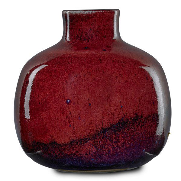 BROTHER THOMAS BEZANSON Porcelain vase, oxblood: BROTHER THOMAS BEZANSON (1929 - 2007) Porcelain vase, oxblood glaze, Weston, VT, before 1992; Incised Benedictine Monks, twig cypher, G200; 6 1/4" x 5 1/2"