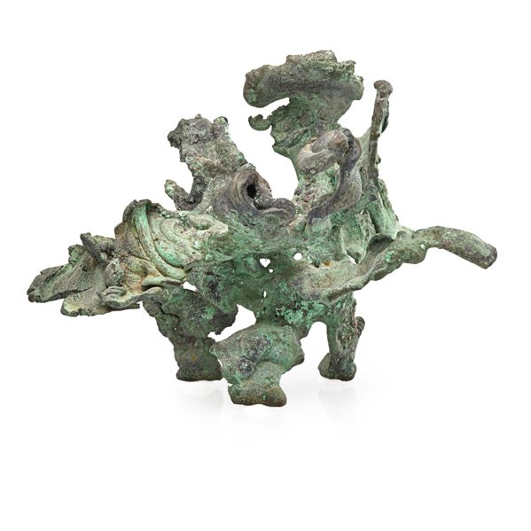 HARRY BERTOIA "Sprawling Bronze": HARRY BERTOIA (1915 - 1978) Sculpture, "Sprawling Bronze," Pennsylvania, 1970s; Unmarked; 4 1/4" x 6" x 4 1/2" Provenance: Certificate of authenticity from Val Bertoia