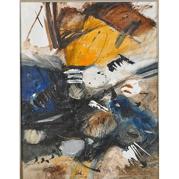 Kazuya Sakai (Argentine, 1927-2001): Untitled, 1963; Oil on canvas (framed); Signed and dated; 19 1/8" x 15"; Provenance: Private Collection, Ohio