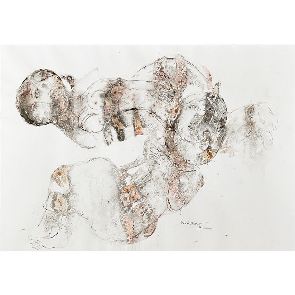 Sakti Burman (Indian, b. 1935): Untitled, 1966; Mixed media on paper (framed); Signed and dated; 16 1/8" x 23 1/8" (sight); Provenance: Private Collection, Ohio