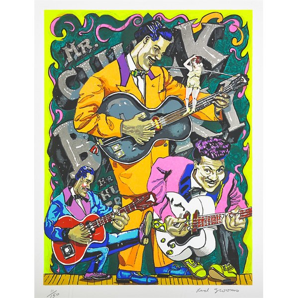 Red Grooms (American, b. 1937): Mr. Chuck Berry, 1978; Screenprint in colors with die-cut (framed); Signed and numbered 11/150; 26 5/8" x 20 1/4" (sight); Printer: Chromacomp, Inc., New York; Publisher: G. H. J. Graphics, New York; 