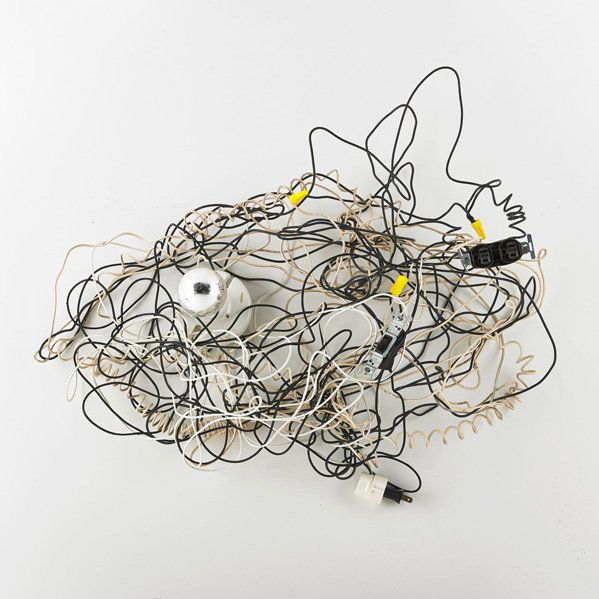 Matthew McCaslin (American, b. 1957): Just Add Water, 1995; Electrical wires, socket and hardware; 26" x 33" x 10"; Provenance: Feigen, Chicago; Private Collection