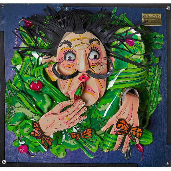 Red Grooms (American, b. 1937): Dali Salad, 1980; Mixed media; Signed and noted Trial (unique) Proof; 26 5/8" x 27 3/4" x 11"; Provenance: Vermillion Limited Editions Collection, Minneapolis