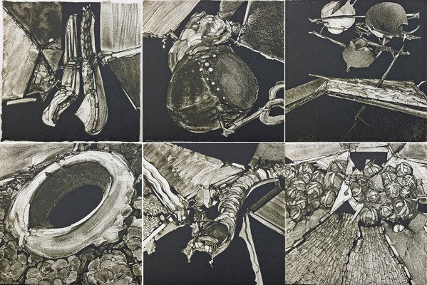 Jerry Rudquist (American, 1934-2001): Portfolio, 1994; Six lithographs; Each signed, dated, titled and numbered 18/30; 9" x 9" (sheet) each; Provenance: Vermillion Limited Editions Collection, Minneapolis