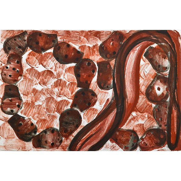 John Walker (British, b. 1939): Untitled, 2003; Monoprint in color; Signed and dated; 24" x 35 7/8" (sheet); Provenance: Vermillion Limited Editions Collection, Minneapolis