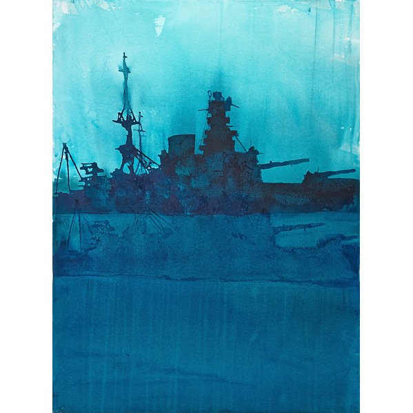 David Rathman (American, b. 1958): Two works of art: Untitled (Ship), 1999; Watercolor on paper; Signed and dated; 29 7/8" x 22 1/4" (sheet); Burnt Again Dammit, 1996; Watercolor on paper; Signed and dated; 30" x 22 1/4" (sheet); Prove