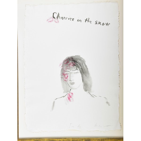 Nicolas Africano (American, b. 1948): Cherries in the Snow; Mixed media on paper (framed); Signed and inscribed; 30" x 22 1/2" (sheet); Provenance: Vermillion Limited Editions Collection, Minneapolis