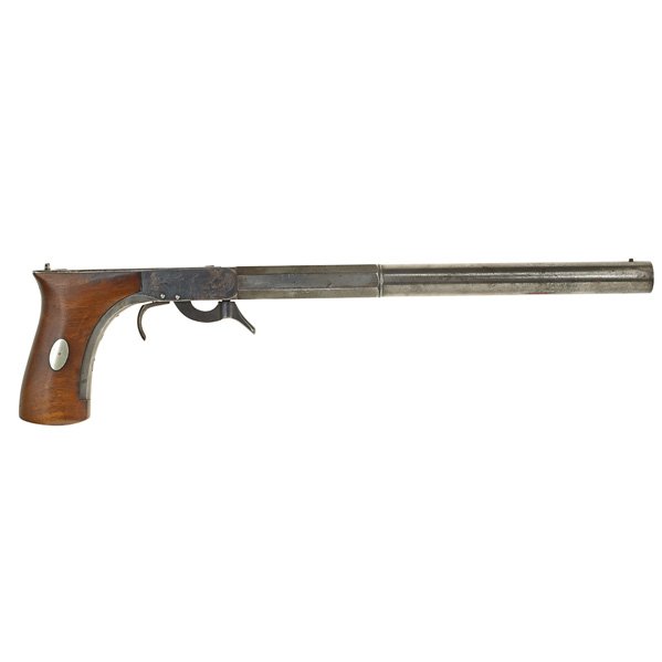 ETHAN ALLEN POCKET RIFLE: 1st model, walnut grips, ca. 1840; Marked E. Allen Grafton Mass; 13 3/4"