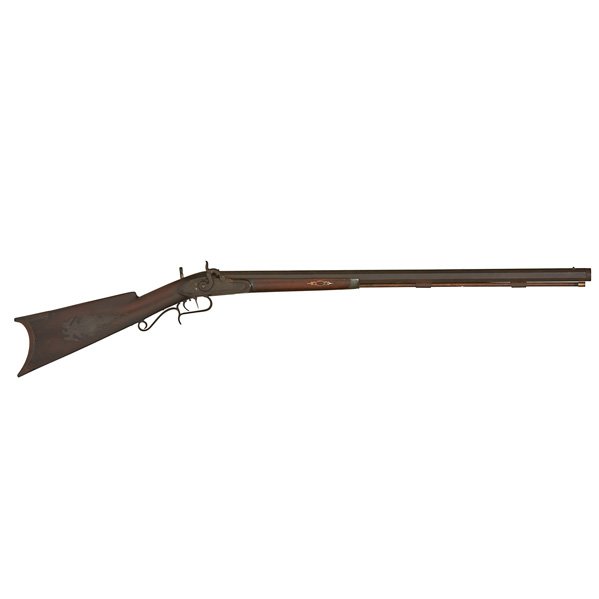 CIVIL WAR ERA SHARPSHOOTER'S RIFLE: Octagonal barrel fitted with set trigger by George O. Leonard Keene, New Hampshire, ca. 1850; Converted percussion cap marked Remington; Barrel: 28" Overall: 44"