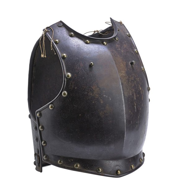 ZUDERELL NAPOLEONIC CUIRASS ARMOR: Iron and brass front and back plate, early 19th c.; Front plate marked; 16" x 15" x 8"