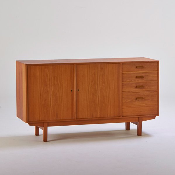 BORGE MOGENSEN; SOBORG MOBELFABRIK: Teak cabinet, Denmark, 1950s; Stamped, manufacturer labels; 30 1/2" x 54 1/2" x 18"