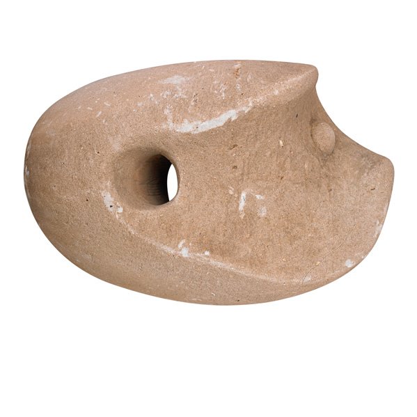 EDWIN AND MARY SCHEIER: Massive stone sculpture of mother and child; Unmarked; Approx. 28" x 20" x 15"