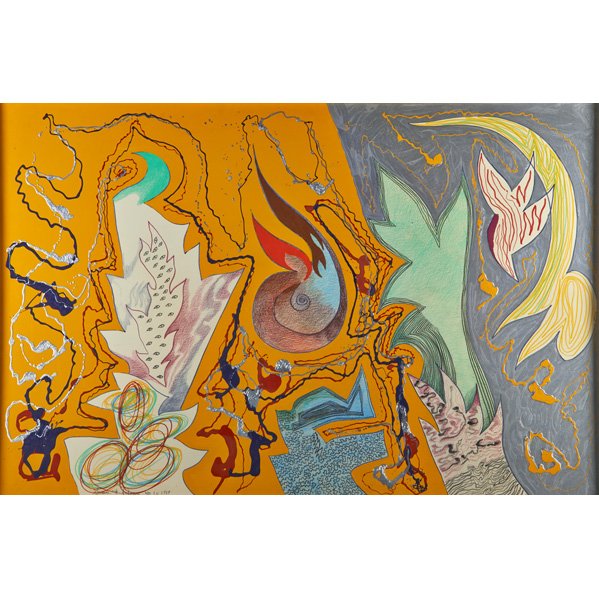 BRUCE A. ANDERSON (American, b. 1945): Abstract mixed media on canvas, 1987 (framed); Signed and dated; 40" x 60" (sheet)