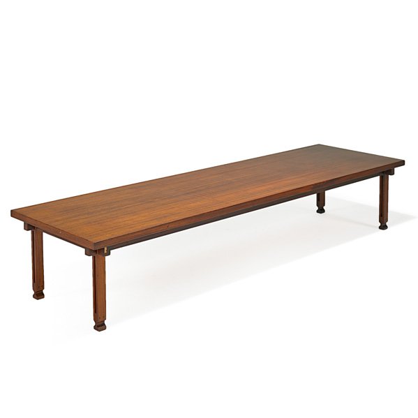 ICO PARISI: Rosewood low table/bench, Italy, 1960s; Unmarked; 15" x 80" x 23 1/2"