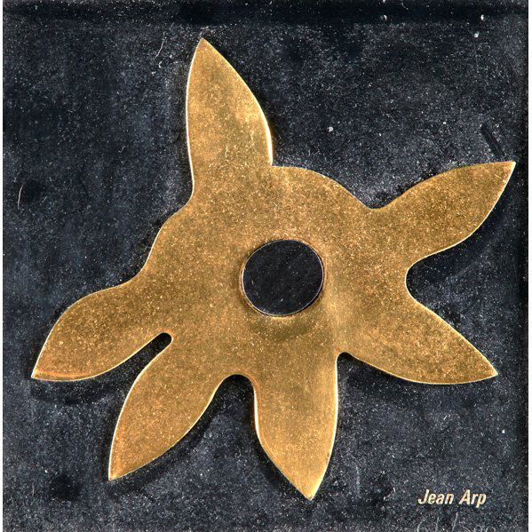 JEAN ARP (French,1886-1966): Brass gilt sculpture in display box; "Etoile"; Stamped and numbered 61/300; 8 1/8" x 8 1/8"
