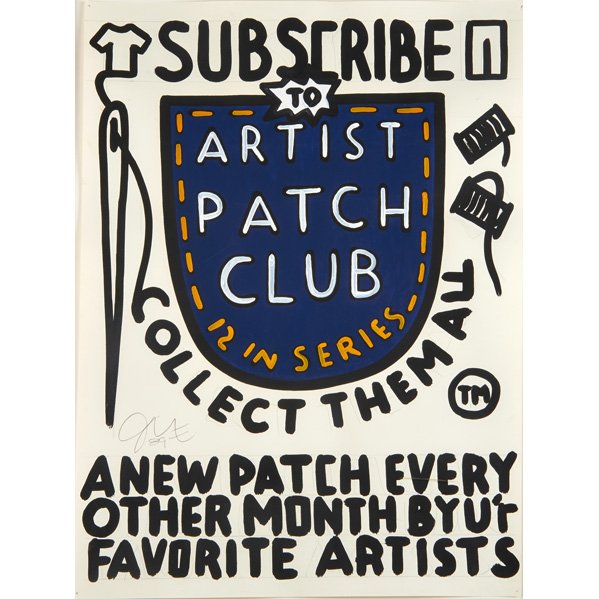 JONMARC EDWARDS (American, b. 1959): Pencil and acrylic on paper; "Artist Patch Club" from Artrepeneur Special Edition, 1989 (framed); Signed and dated; 29 1/2" x 20 5/8" (sheet)