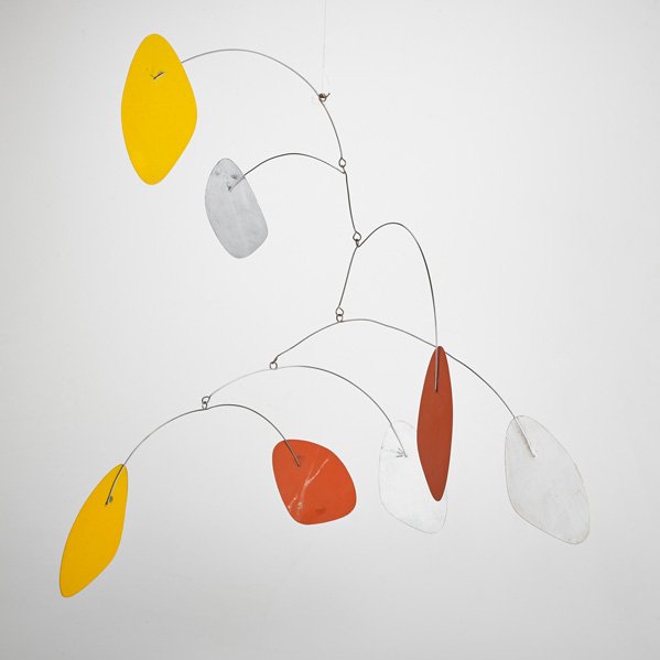 MODERN MOBILE: Metal and painted plastic, second half 20th c.; Unmarked; Overall: 21 1/4" x 22"