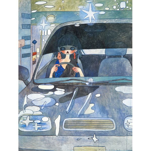AYA TAKANO (Japanese, b. 1976): Offset lithograph in colors; "Driving with a Night Dog," 2006 (framed); Signed, dated and numbered 189/300; Accompanied with exhibition book, "Chilho Aoshima, Mr., Aya Takano" Musee Art Contemporain,