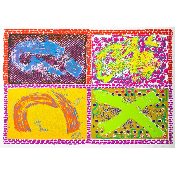 NANCY GRAVES (American, 1940-1995): Untitled screenprint in colors, 1980; Signed, dated and numbered 144/144; Printed by Charles Cardinale at Fine Creations, Inc.; 32 1/4" x 38" (sheet)