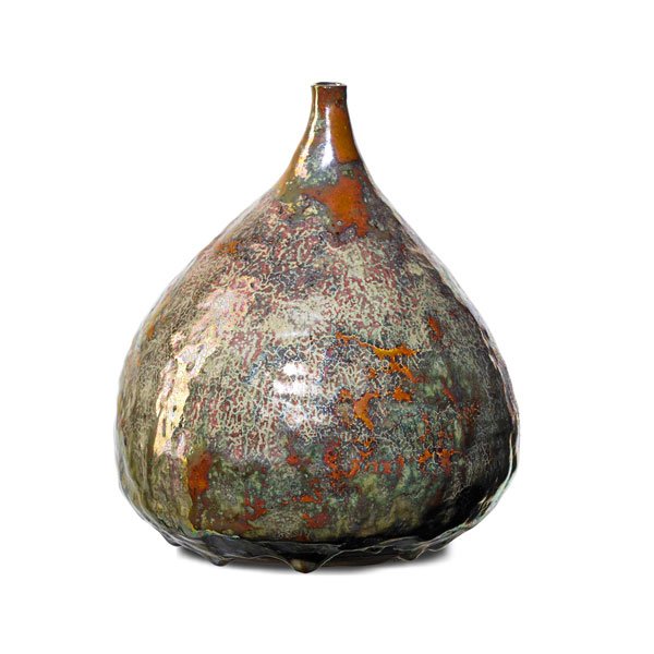 BEATRICE WOOD Teardrop vessel: BEATRICE WOOD (1893 - 1998) Teardrop vessel, iridescent glaze, Ojai, CA; Signed BEATO; 7" x 5 1/2" Provenance: The Lillian Hoffman Collection