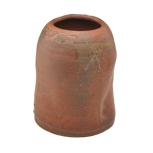 ROBERT TURNER Reduction-fired vessel: ROBERT TURNER (1913 - 2005) Reduction-fired stoneware vessel, Shino glaze, Alfred, NY; Signed; 9 1/2" x 7"