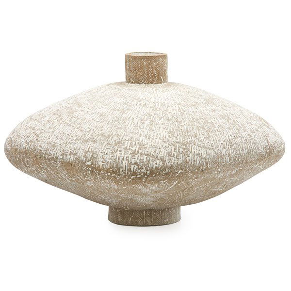 CLAUDE CONOVER Vessel, "Patolli": CLAUDE CONOVER Glazed stoneware vessel with engobe decoration, "Patolli," Ohio, 1970s; Signed and titled; 11 1/2" x 15 1/2"