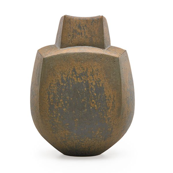 JOHN WARD Vessel: JOHN WARD (b. 1938) Glazed hand-built stoneware vessel, Pembrokeshire, Wales, 1980s; Chopmark; 11 1/2" x 8 1/2" Provenance: The Estate Of Dr. David V. Becker; Graham Gallery, New York, 1990. Copy of o