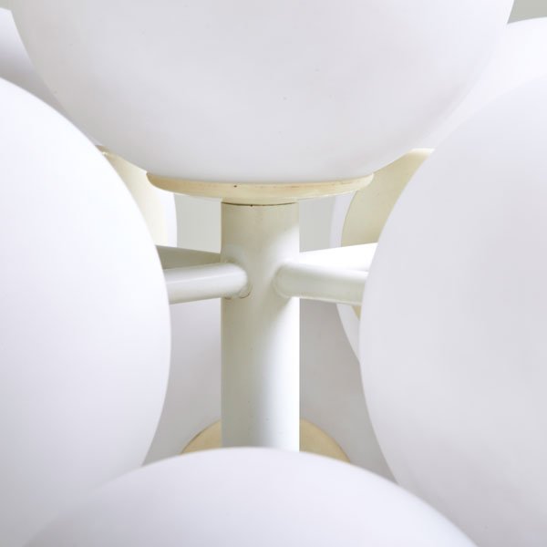 MAX BILL (Attr.) Floor lamp: MAX BILL (Attr.) (1908 - 1994) Floor lamp, Switzerland, 1960s; Enameled metal, frosted glass, nine sockets; Unmarked; 62 1/2" x 19" dia.