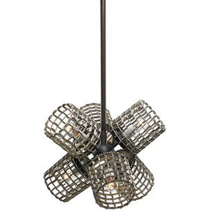 JASON WEIN; CLEVELAND ART Cluster pendant: JASON WEIN (b. 1970) CLEVELAND ART Cluster Conveyor Light, Cleveland, OH, 2013; Reclaimed and patinated industrial metal parts, six single sockets; Unmarked; To canopy: 34" x 18" dia.