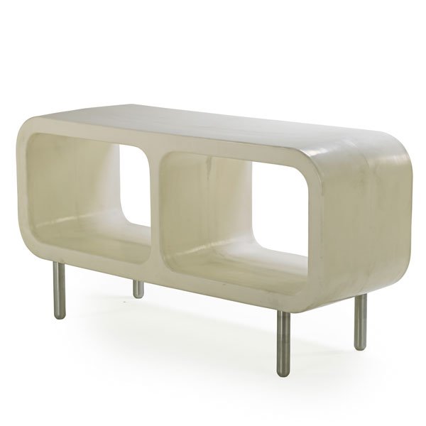 MARC NEWSON Shelf: MARC NEWSON (b. 1963) W&LT shelf, Australia, 1997; Rotation-molded polypropylene, aluminum; Molded, W. & L.T. shop concept designed by Marc Newson/KISS THE FUTURE; 40" x 76" x 25 1/2"