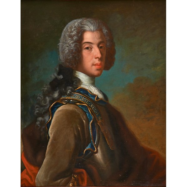 JOHN MICHAEL WRIGHT (English, 1617-1694) (Attr.): Oil on canvas portrait of a gentleman in formal dress(framed); 32" x 25 1/2"